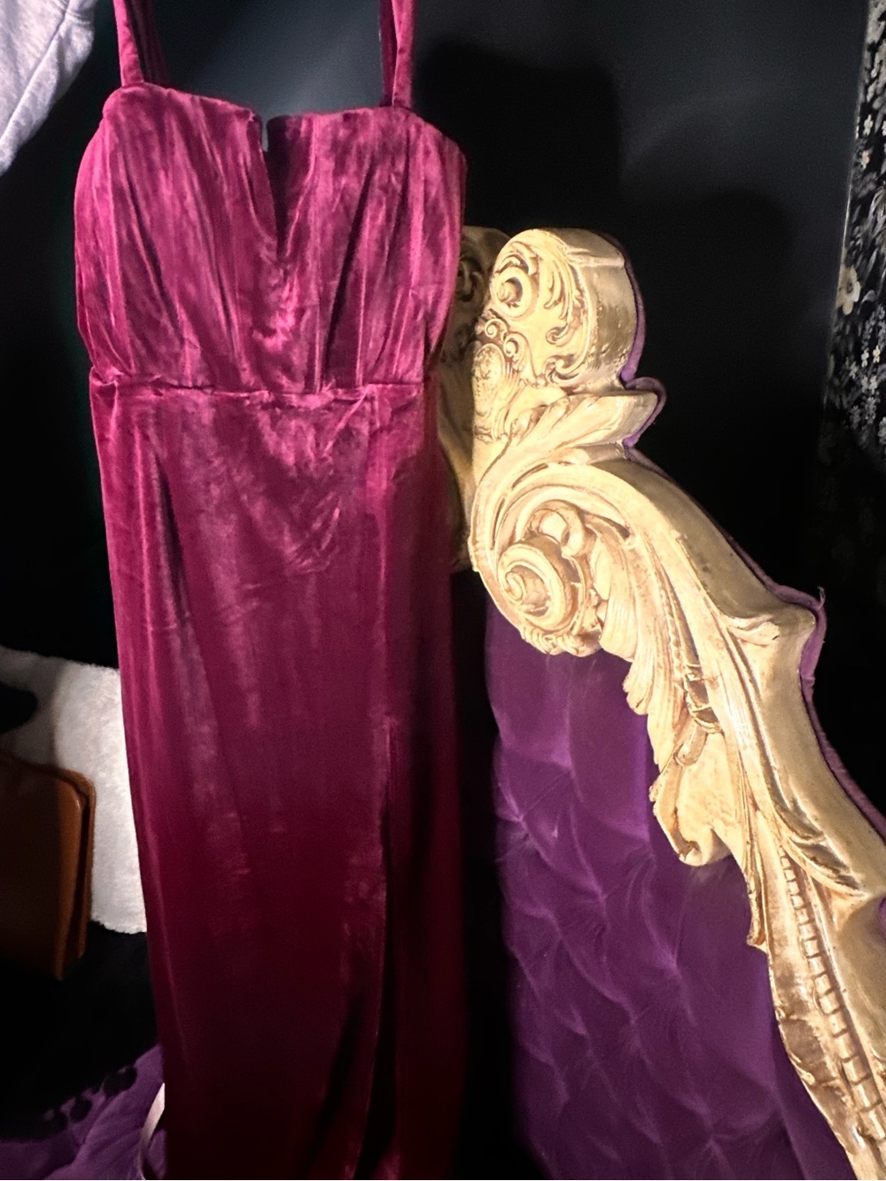 Lulu's Deep Berry Velvet Maxi Dress